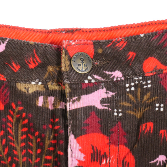 NEW Lands End Kids Skort Girls Size 14 Brown Corduroy Pockets Forest Fox Animals - Picture 4 of 10